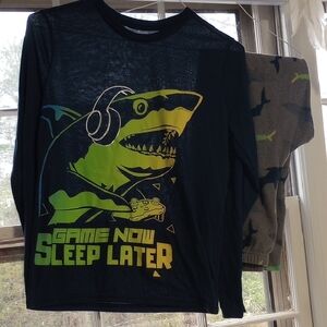 Wonder Nation Black and Green Shark Pajama Set